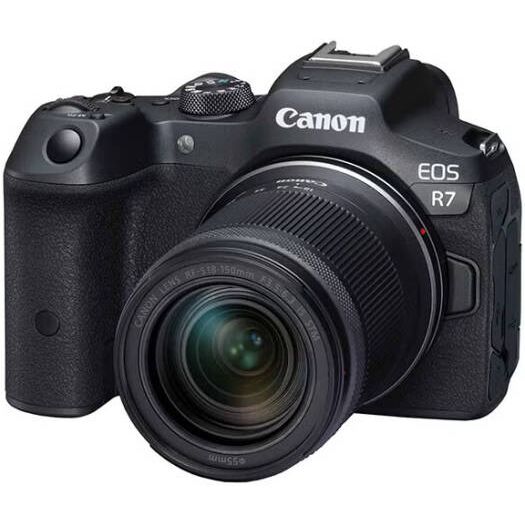 Canon EOS R7 Mirrorless Camera, 32.5MP APS-C CMOS Sensor, Vari-Angle Touchscreen LCD, DIGIC X Processing 2.36m-Dot EVF, RF-S 18-150mm STM Lens, Black | 5137C019AA / DS126841