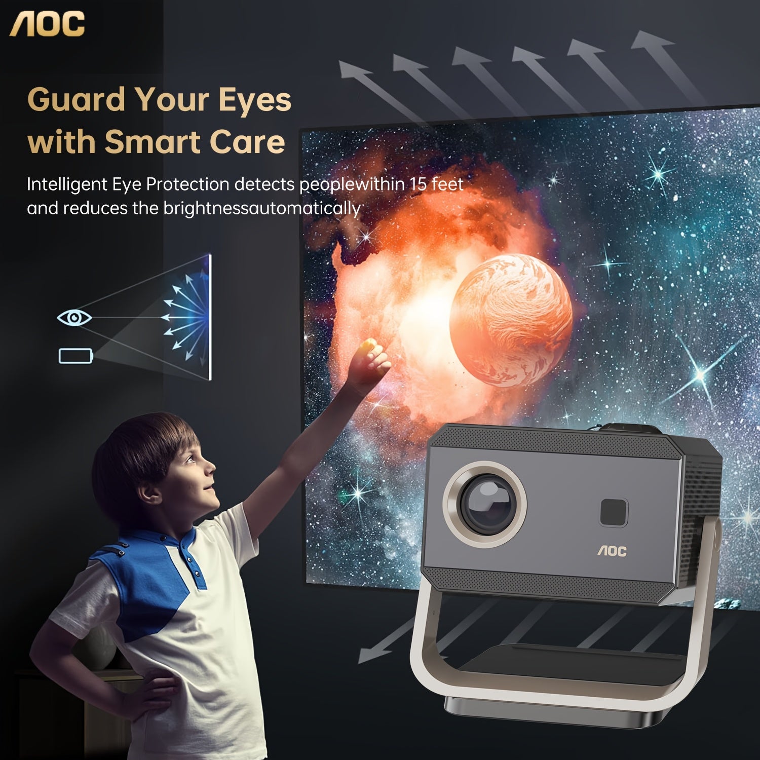 2025 Smart Full HD/4K Projector with Auto Calibration, 6 & BT 5.2, Built-in Speakers & LCD Display - Smart TV Projector Suitable for Theater, Gaming, Compatible with 4K Content