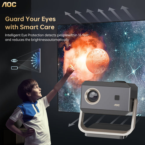 2025 Smart Full HD/4K Projector with Auto Calibration, 6 & BT 5.2, Built-in Speakers & LCD Display - Smart TV Projector Suitable for Theater, Gaming, Compatible with 4K Content