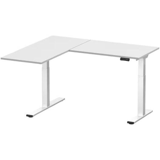 Flexispot Pro Corner L Shaped Standing Desk, Dual Motor Setup, Height Adjustable Desk, Home Office Table with Splice Board, 63x40, White | MAH0002631