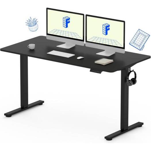 FLEXISPOT One-Piece Standing Desk 55 x 24 Inches Adjustable Height, Electric Sit Stand Ideal for Home and Office Desks - Black