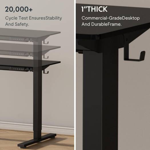 FLEXISPOT One-Piece Standing Desk 55 x 24 Inches Adjustable Height, Electric Sit Stand Ideal for Home and Office Desks - Black
