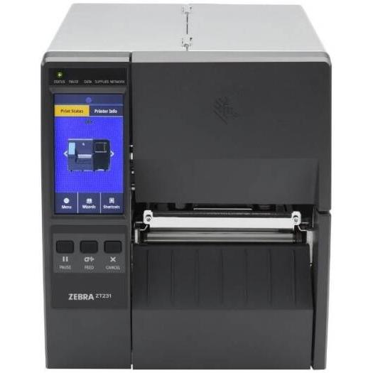 Zebra ZT231 Barcode Label Printer, Thermal Transfer, 203 dpi/8 Dots Per mm Resolution, Up to 12 ips Print Speed, USB, Serial, Ethernet, BTLE, USB Host, Gray | ZT23142-T0E000FZ