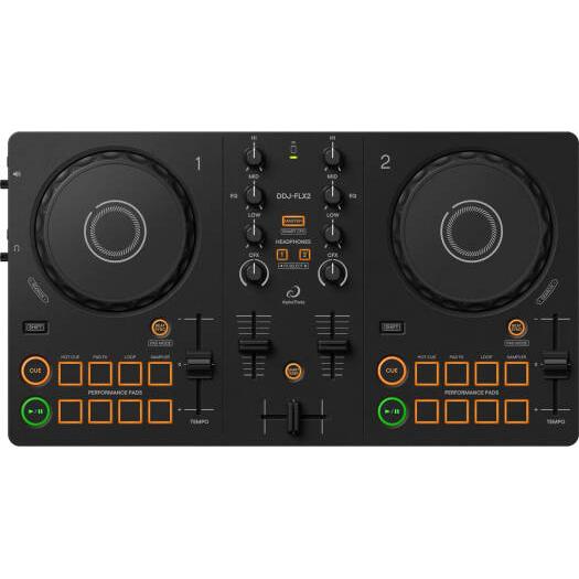 AlphaTheta DDJ FLX2 2 Deck USB DJ Controller Smart Fader, Bluetooth & Multi App Streaming, Black | DDJ-FLX2