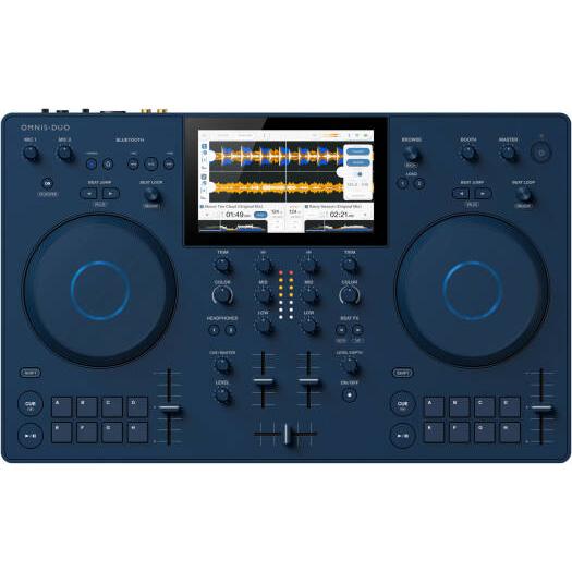 AlphaTheta OMNIS DUO Portable Battery Powered DJ System 2 Deck Mixer, 7″ Touchscreen, Wi Fi & Bluetooth DJ Streaming, Blue | Omnis-Duo
