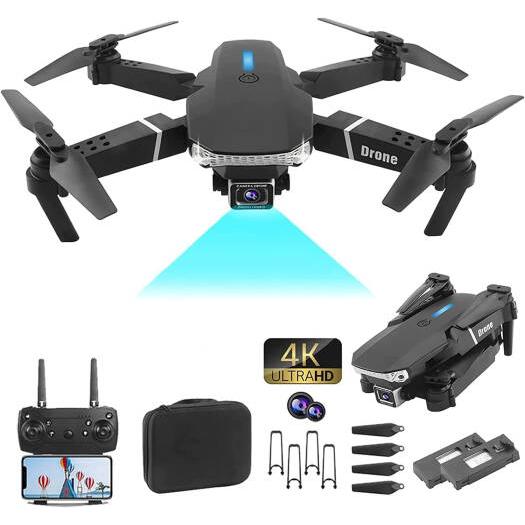 Generic E88 Pro Ayoo Mini Drone, Camera 4K, HD Dual Camera, Remote RC HD 1080P Quad-Copter FPV Wifi Transmission Phone Control, Black | DGMT-4338-SRK003