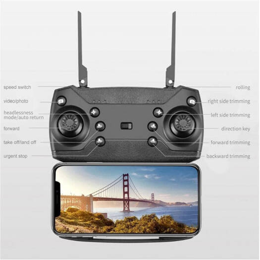 Generic E88 Pro Ayoo Mini Drone, Camera 4K, HD Dual Camera, Remote RC HD 1080P Quad-Copter FPV Wifi Transmission Phone Control, Black | DGMT-4338-SRK003