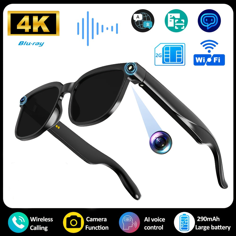 Valentine's Day Gift, 2026 New AI Call Glasses, 4K Camera Glasses, Decorative Glasses, Party Glasses, TR90 Frame Smart Glasses, Equipped with ChatGPT Technology, 1080P HD Video Bluetooth Call/Multilingual Translation Glasses/