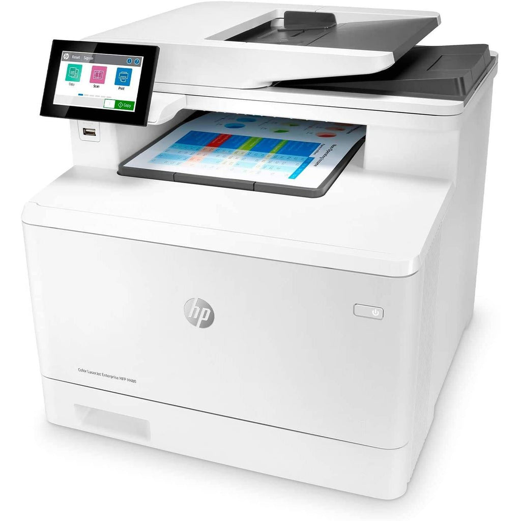 HP M480F Color LaserJet Enterprise Multifunction Printer, Up To 29ppm Print Speed, Auto Duplex, 4.3'' Color Touch, 50 Sheet ADF, 250 Sheets Input Tray, Print / Copy / Scan / Fax, White | 3QA55A