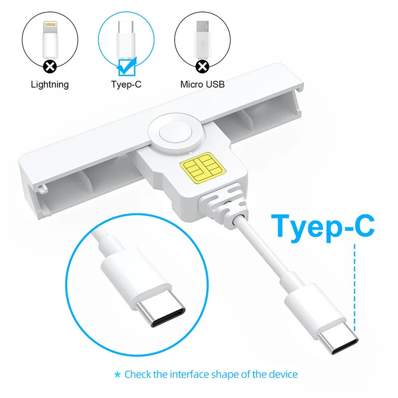 Usb/Type-C Common Access Card Reader for CAC, SIM Cloner, Declaration/Id/Phone for Laptop And PC