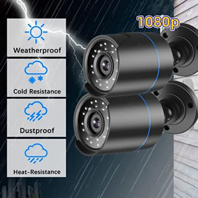 DVR Video Security Camera System 4-Channel AHD with Built-in 512GB Hard Drive Night Vision 4 HD 1080P Bullet Cameras for Indoor/Outdoor CCTV Surveillance Includes 4 X 60cm BNC Cables