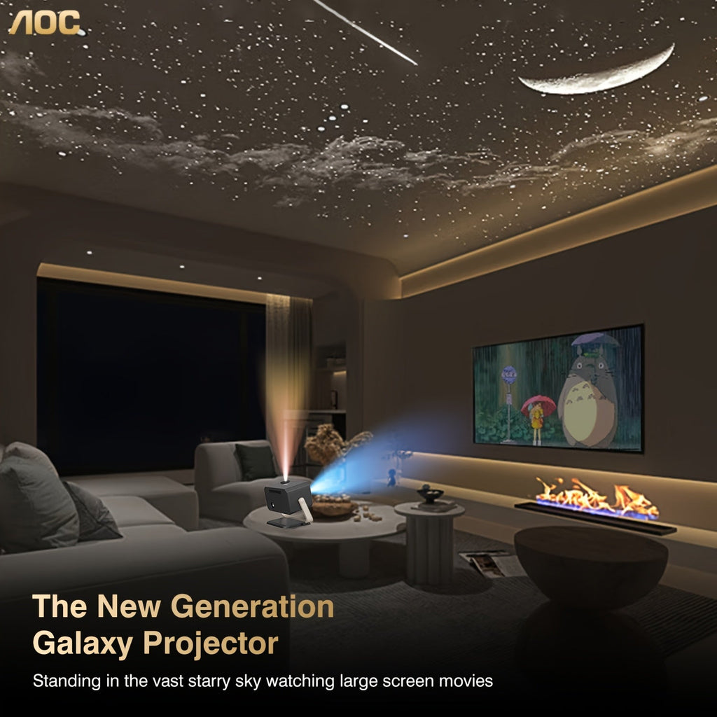 2025 Smart Full HD/4K Projector with Auto Calibration, 6 & BT 5.2, Built-in Speakers & LCD Display - Smart TV Projector Suitable for Theater, Gaming, Compatible with 4K Content