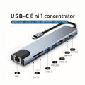 8-in-1 USB-C Hub, 4K HDTV, 100Mbps Ethernet Multi-Port Hub, 5Gbps USB-C and 2 USB-A Data Ports, PD 100W Charging, SD/TF Card Reader, LED Indicator, Compatible with MacBook, Dell, HP, Surface
