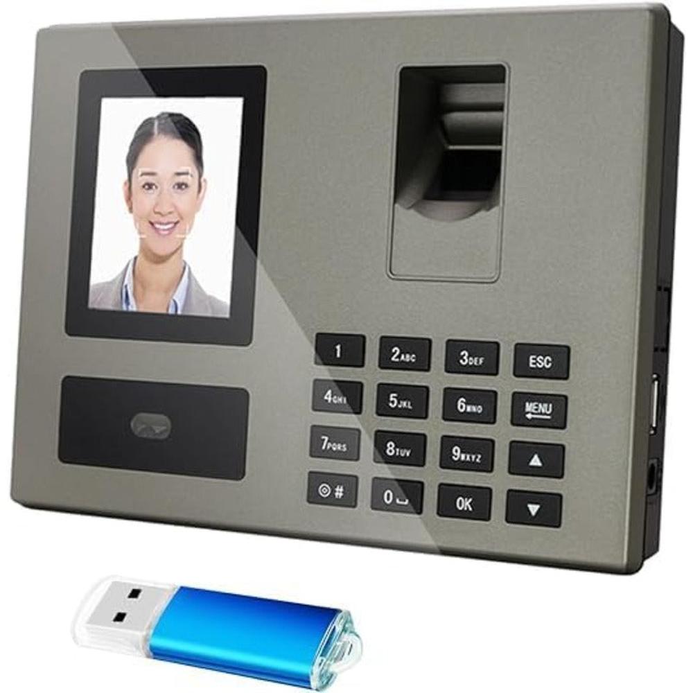 Biometric Face & Fingerprint Attendance Machine with Large TFT Screen, Dual-Camera System, Fast Identification Suitable for Office,, - Fingerprint Scanner, Face Recognition Device, Data Output & Large Storage Capacity