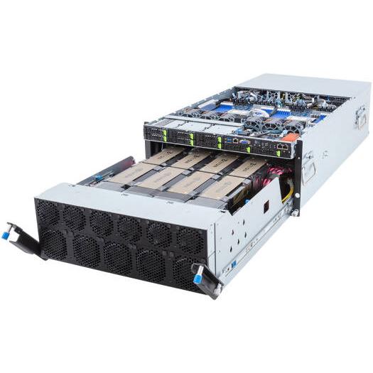 HPC AI GPU Server, Workstation NVIDIA HGX H200 8-GPU Server, AMD 2x EPYC 9754, 2.304TB (24x 96GB) RAM, 2x 1.92TB SSD + 3x 7.68TB SSD Storage, 8x ConnectX-7 VPI 400GbE & 2x VPI 200Gbe | G593-ZD1- AAX3