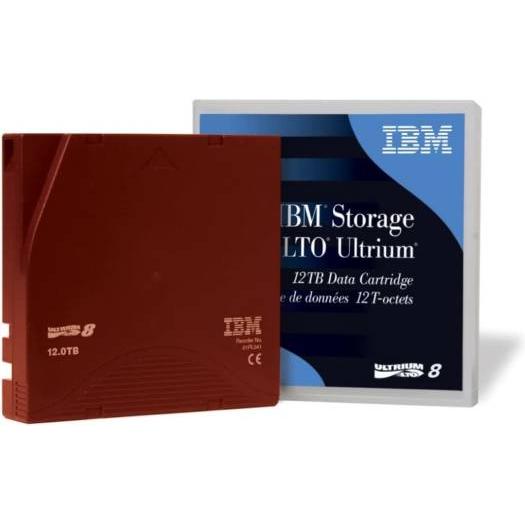 IBM LTO 8 Data Cartridge, 12TB Native / 30TB Compressed, 2.5:1 Compression Factor, Rewritable Data Cartridge, 0.5" / 12.65mm Tape Width, 5.6µm Tape Thickness, IBM Spectrum Archive Support | 01PL041