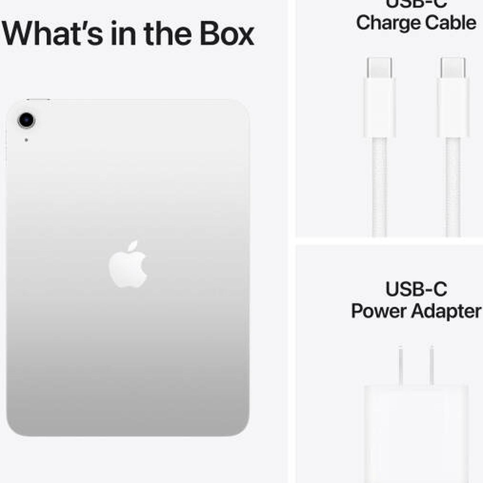 Apple iPad, 11" Liquid Retina Display, A16 Chip, 5 Core CPU, 4 Core GPU, 16 Core Neural Engine, 256GB Storage, 12MP Rear & Front Camera, Touch ID, Wi-Fi Only, INTL Version, Silver | MD4G4LL/A