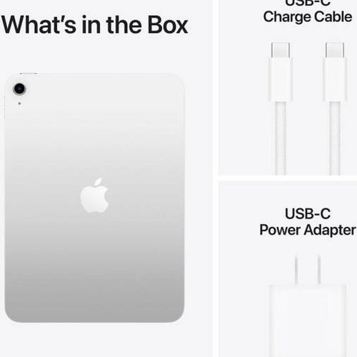 Apple iPad, 11" Liquid Retina Display, A16 Chip, 5 Core CPU, 4 Core GPU, 16 Core Neural Engine, 256GB Storage, 12MP Rear & Front Camera, Touch ID, Wi-Fi Only, INTL Version, Silver | MD4G4LL/A