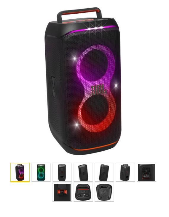 Coluna Portátil JBL Partybox Club 120, 160W de Potência, Bluetooth 5.3, Espetáculo de Luzes Futurista, Até 12 Horas de Reprodução, Ligação Auracast, Proteção IPX4, Preto | JBLPBCLUB120UK