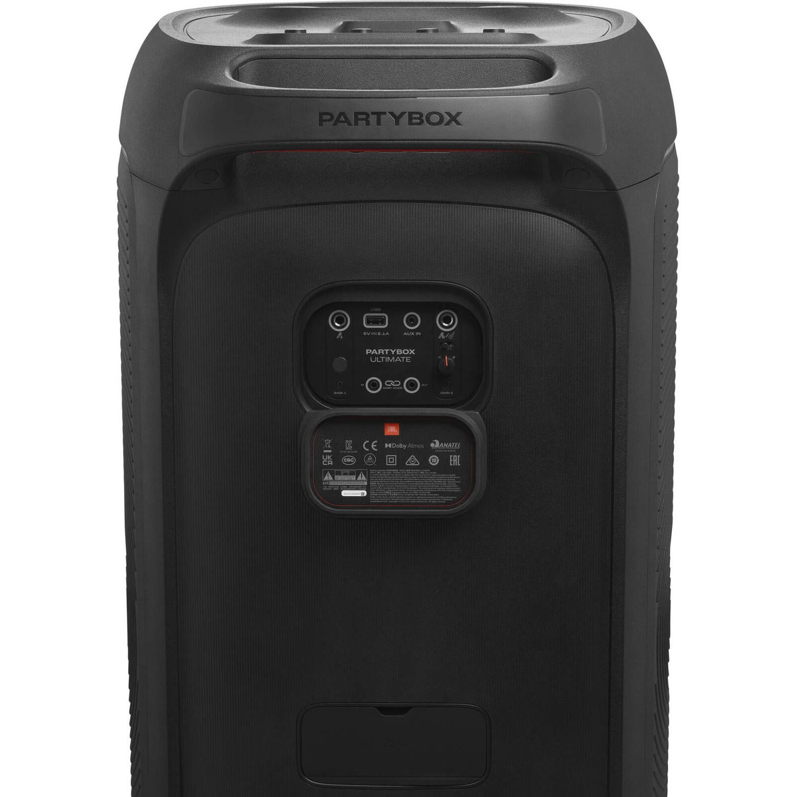 JBL PartyBox Ultimate 1100W Party Speaker, Dolby Atmos for 3D Sound, Wi-Fi 6 & BT, Starry LEDs & Lighting Effects, 6 Drivers for Balanced Audio, 2 x Mic Inputs & Guitar Jack, Black | PARTYBOXULT-BK