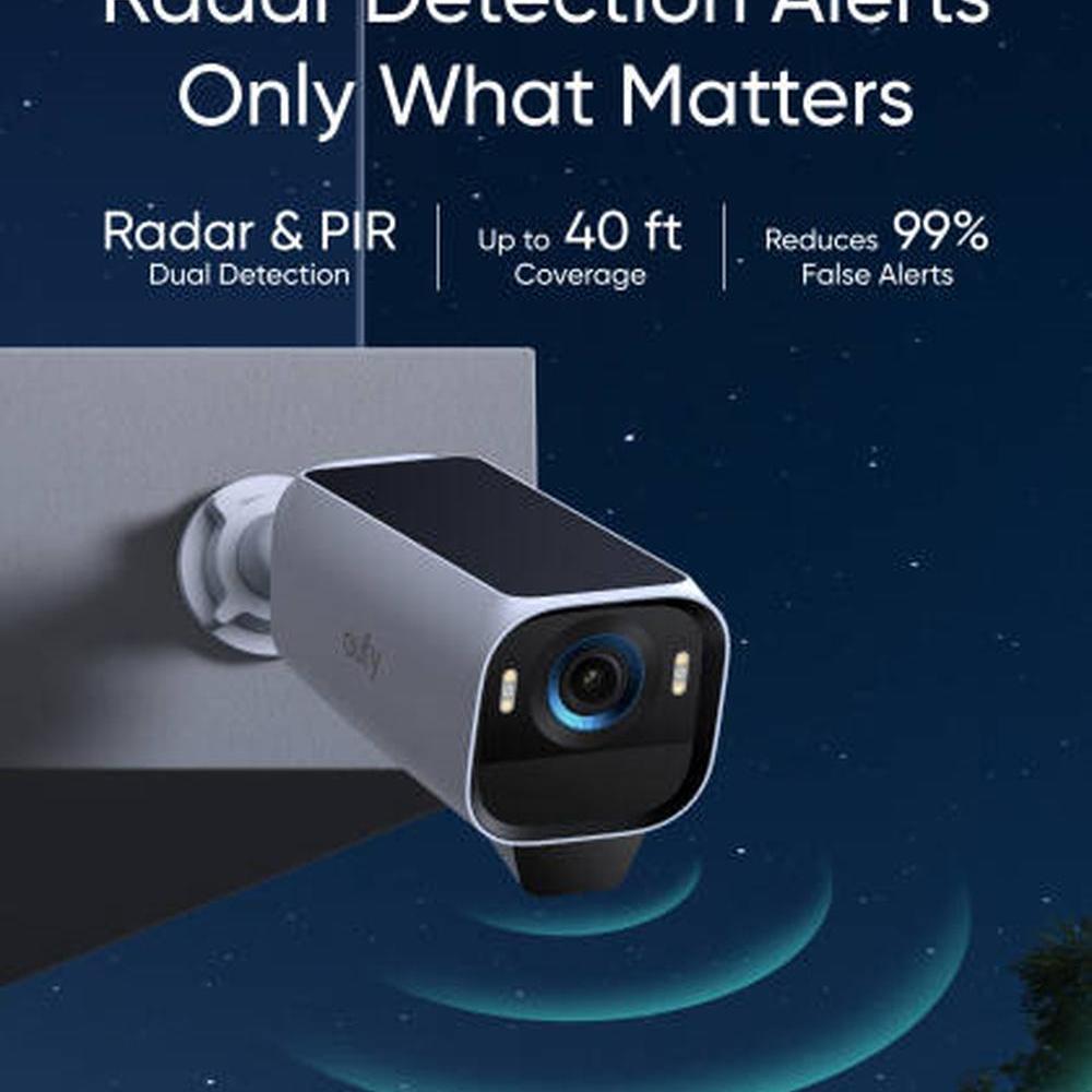 Eufy Cam S3 Pro 4-Cam Kit, 4K MaxColor Vision Night View, SolarPlus 2.0 Forever Power, Radar+PIR Motion Detection, HomeBase S380, IP67-Rated Protection, Works with HomeKit, Alexa, Google | T88943W1