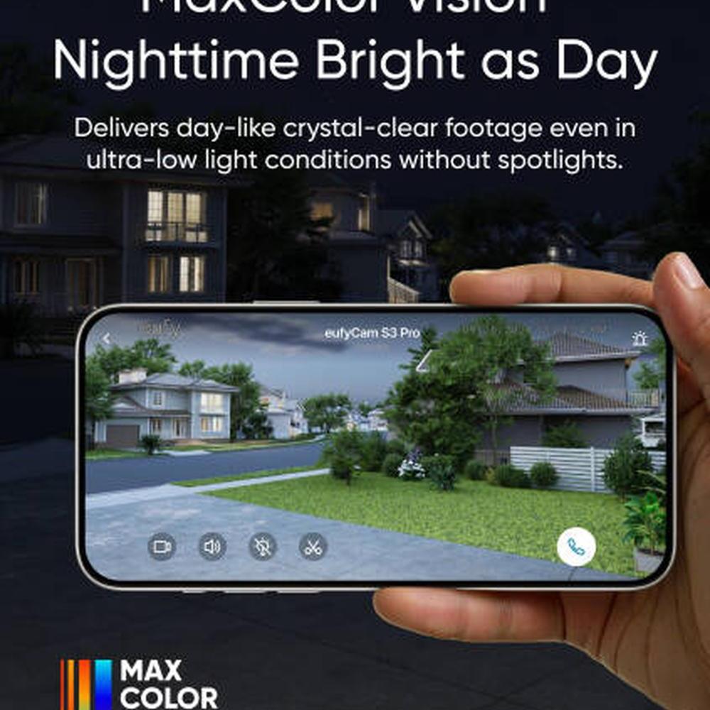Eufy Cam S3 Pro 4-Cam Kit, 4K MaxColor Vision Night View, SolarPlus 2.0 Forever Power, Radar+PIR Motion Detection, HomeBase S380, IP67-Rated Protection, Works with HomeKit, Alexa, Google | T88943W1