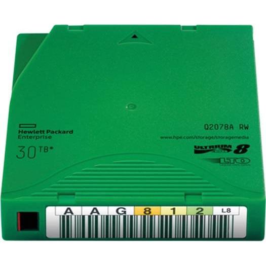 HPE 30TB LTO-8 Ultrium RW Data Cartridge, 12TB Uncompressed Capacity, Up to 700 MB/s Read Speed, FIPS 140-2 Level 1 Encryption, 2.5 1 Compression Ratio, Rewritable,