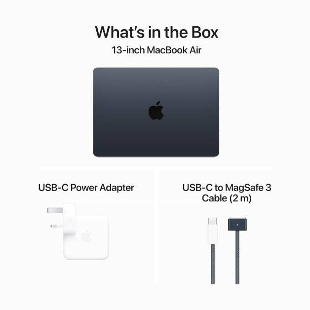 Apple MacBook Air 15.3" Liquid Retina Display, Apple M4 Chip with 10-core CPU, 10-core GPU, 16-core Neural Engine, 16GB RAM, 256GB SSD, English Keyboard, Midnight | MW1L3 LL/A