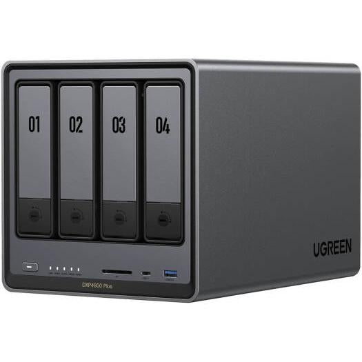 UGREEN NASync DXP4800 Plus 4-Bay Desktop NAS, Intel Pentium Gold 8505 5-Core CPU, 136TB Storage Capacity, 2x M.2 SSD Drive Slots, 10GbE + 2.5GbE LAN, 4K HDMI, Diskless, Black | 35260