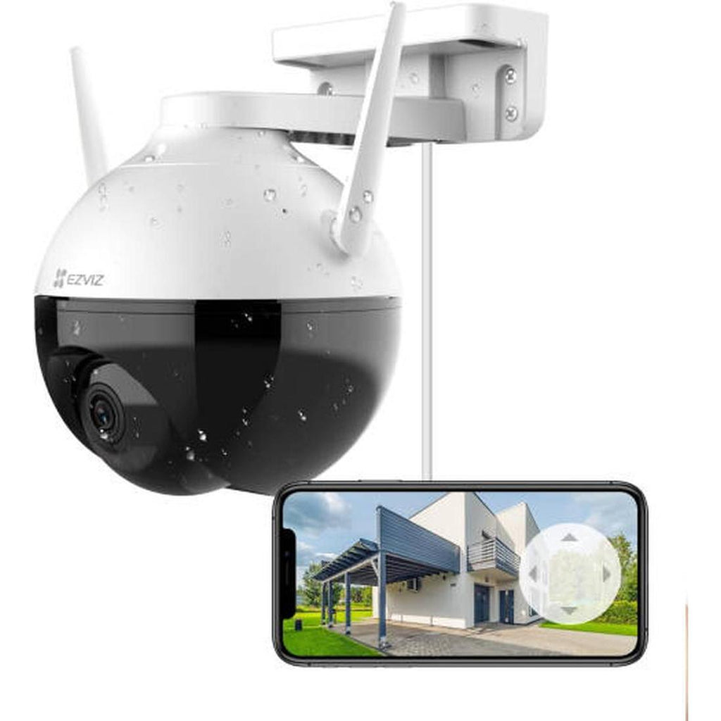 Ezviz C8C Outdoor Pan/Tilt Camera, FHD 1080P Resolution, Motorized Pan & Tilt 360° Visual Coverage, AI-Powered Person Detection, Color Night Vision, IP65 Dust & Water Protection, White/Black | CS-C8C