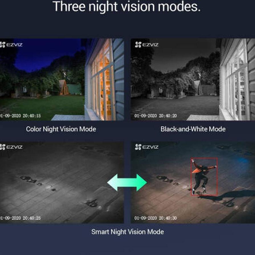 Ezviz C8C Outdoor Pan/Tilt Camera, FHD 1080P Resolution, Motorized Pan & Tilt 360° Visual Coverage, AI-Powered Person Detection, Color Night Vision, IP65 Dust & Water Protection, White/Black | CS-C8C