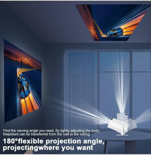 HY300 Ultra HD Smart Projector, 4K Video Resolution, 200 ANSI, Wi-Fi Connectivity, Bluetooth, Compatible With Android/iOS/Windows/TV Stick/HDMI/USB/Audio 3.5, White | HY300