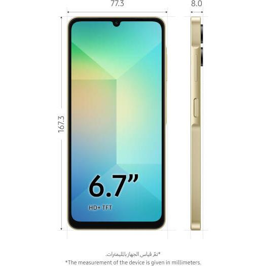 Samsung Galaxy A06 LTE Dual SIM Mobile Phone, 6.7" HD+ PLS LCD Display, Mediatek Helio G85 Chipset, 6GB RAM, 128GB Storage, 50MP Main Camera, UAE Version, Gold | Galaxy A06 LTE G 6